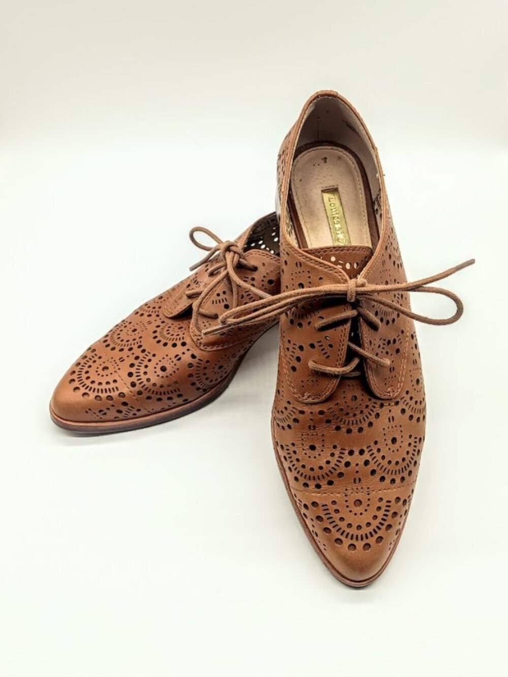 Louise et Cie Annacis Perforated Oxford Brown Leather Laser Cut Loafers